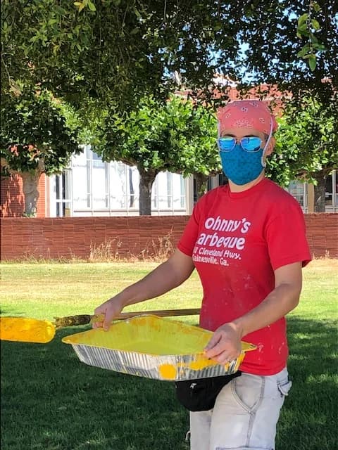 Community member with Richmond Arts materials